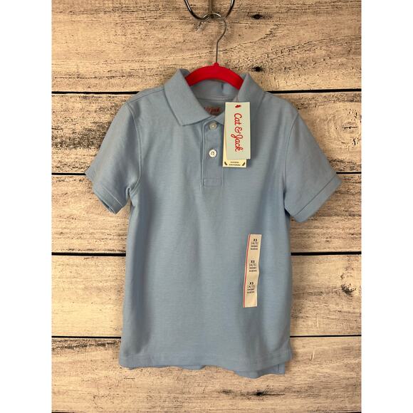 NWT Boy's Cat & Jack Light Blue Uniform Polo Shirt - XS (4/5) - Picture 1 of 2